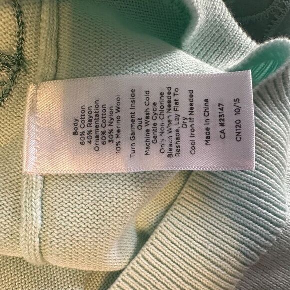 Unique Talbots mint cardigan with floral accents- xs - Picture 7 of 7